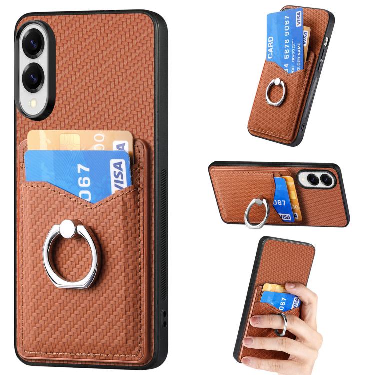 Carbon Fiber Card Wallet Ring Phone Case