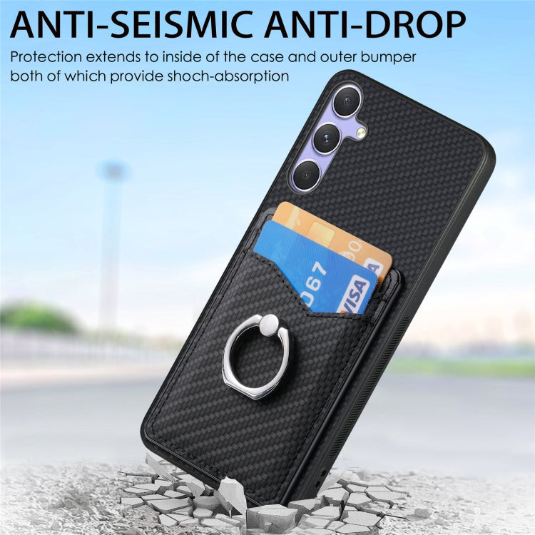 Carbon Fiber Card Wallet Ring Phone Case