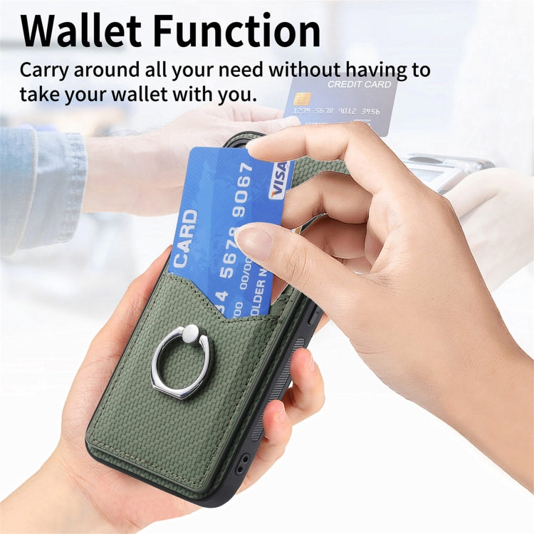Carbon Fiber Card Wallet Ring Phone Case
