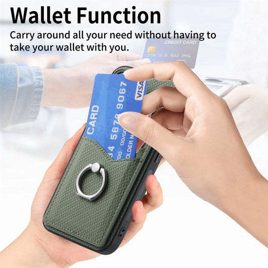 Carbon Fiber Card Wallet Ring Phone Case