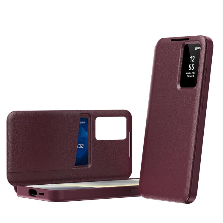 Smart View Window Leather Phone Case with Card Slot
