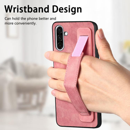 Retro Wristband Holder Leather Back Phone Case, For Samsung Galaxy S25 Edge 5G, For Samsung Galaxy A56 5G, For Samsung Galaxy A36