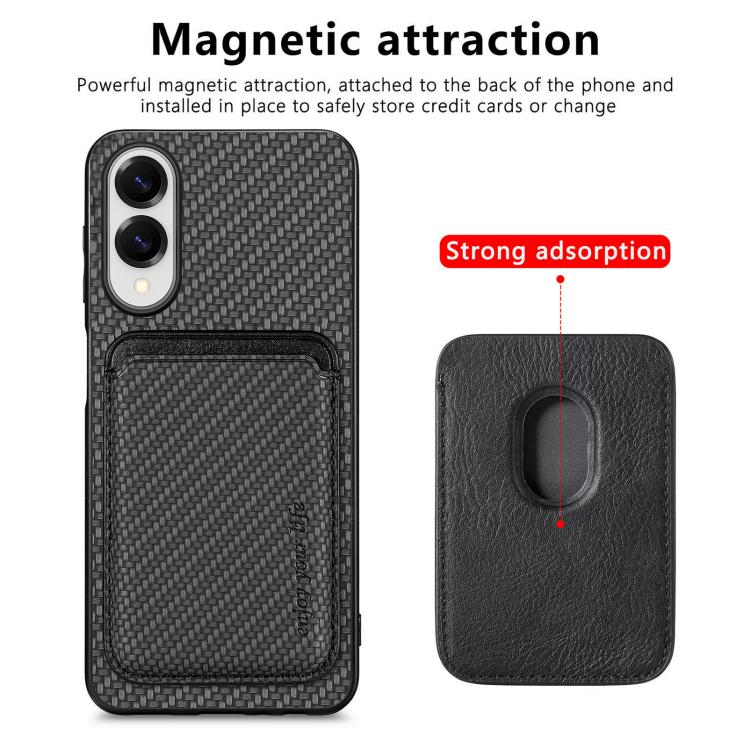 Carbon Fiber Leather Card Magsafe Phone Case, For Samsung Galaxy S25 Edge 5G, For Samsung Galaxy A56 5G, For Samsung Galaxy A36 5G