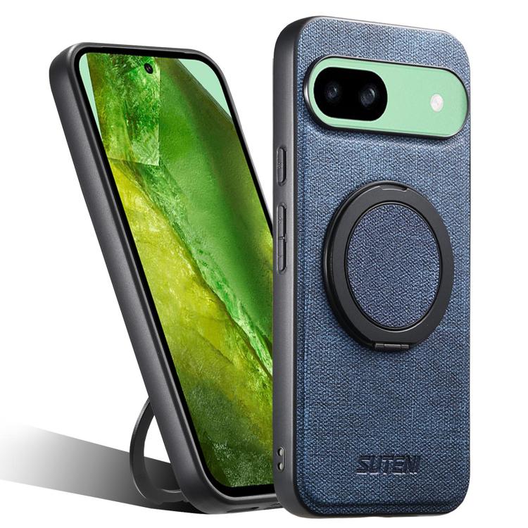 Suteni G3 360 Rotation Holder MagSafe Denim Leather Back Phone Case, For Google Pixel 10 Pro XL, For Google Pixel 10 Pro, For Google Pixel 10, For Google Pixel 9 Pro XL, For Google Pixel 9 Pro, For Google Pixel 9, For Google Pixel 8a�������������������...