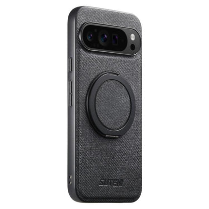 Suteni G3 360 Rotation Holder MagSafe Denim Leather Back Phone Case, For Google Pixel 10 Pro XL, For Google Pixel 10 Pro, For Google Pixel 10, For Google Pixel 9 Pro XL, For Google Pixel 9 Pro, For Google Pixel 9, For Google Pixel 8a�������������������...