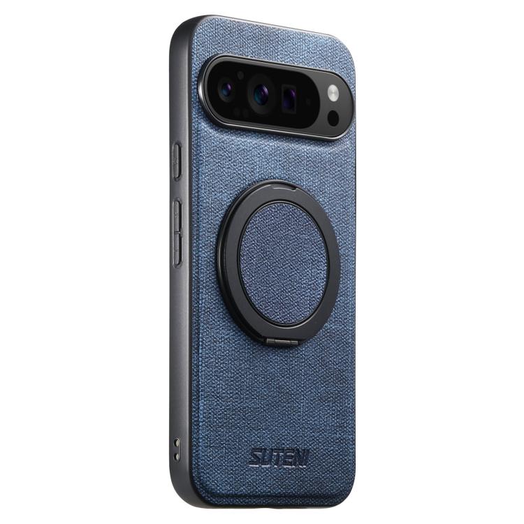 Suteni G3 360 Rotation Holder MagSafe Denim Leather Back Phone Case, For Google Pixel 10 Pro XL, For Google Pixel 10 Pro, For Google Pixel 10, For Google Pixel 9 Pro XL, For Google Pixel 9 Pro, For Google Pixel 9, For Google Pixel 8a�������������������...