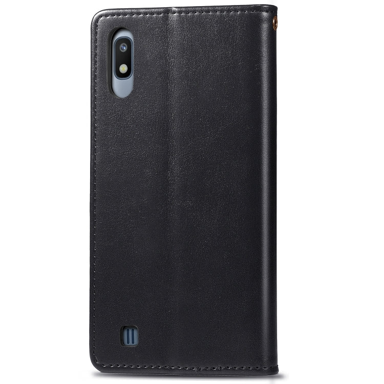 Retro Solid Color Leather Buckle Mobile Phone Protection Leather Case with Photo Frame & Card Slot & Wallet & Bracket Function for Galaxy A10