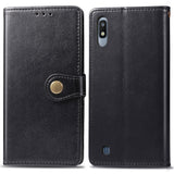 Retro Solid Color Leather Buckle Mobile Phone Protection Leather Case with Photo Frame & Card Slot & Wallet & Bracket Function for Galaxy A10