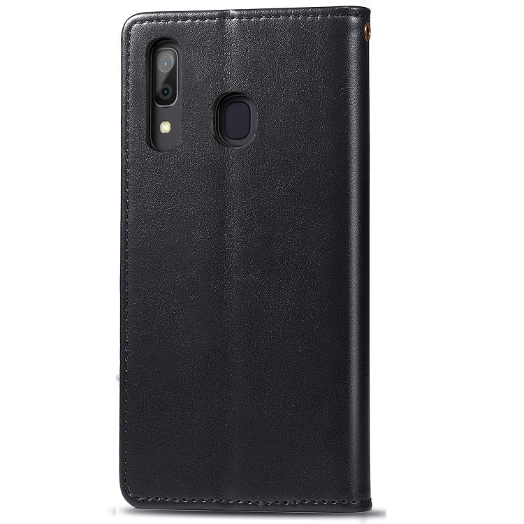 Retro Solid Color Leather Buckle Mobile Phone Protection Leather Case with Photo Frame & Card Slot & Wallet & Bracket Function for Galaxy A20 / A30