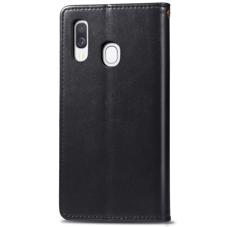 Retro Solid Color Leather Buckle Mobile Phone Protection Leather Case with Photo Frame & Card Slot & Wallet & Bracket Function for Galaxy A40