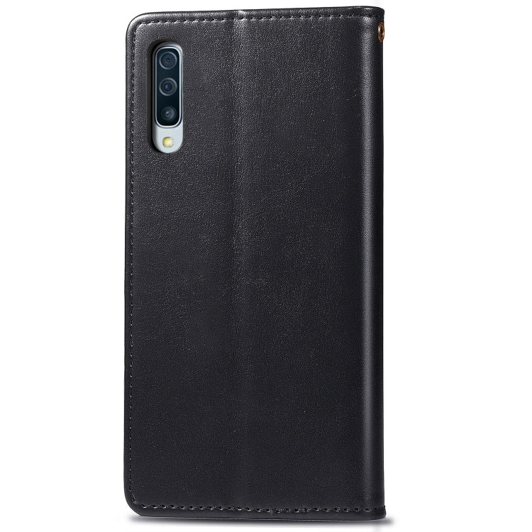 Retro Solid Color Leather Buckle Mobile Phone Protection Leather Case with Photo Frame & Card Slot & Wallet & Bracket Function for Galaxy A50