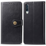 Retro Solid Color Leather Buckle Mobile Phone Protection Leather Case with Photo Frame & Card Slot & Wallet & Bracket Function for Galaxy A50