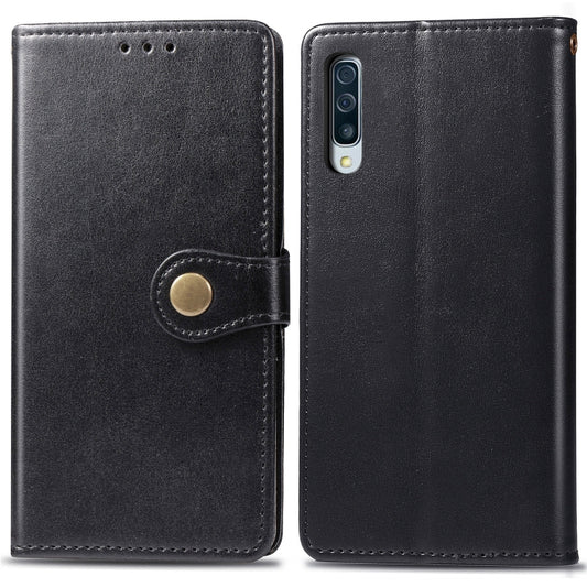 Retro Solid Color Leather Buckle Mobile Phone Protection Leather Case with Photo Frame & Card Slot & Wallet & Bracket Function for Galaxy A70