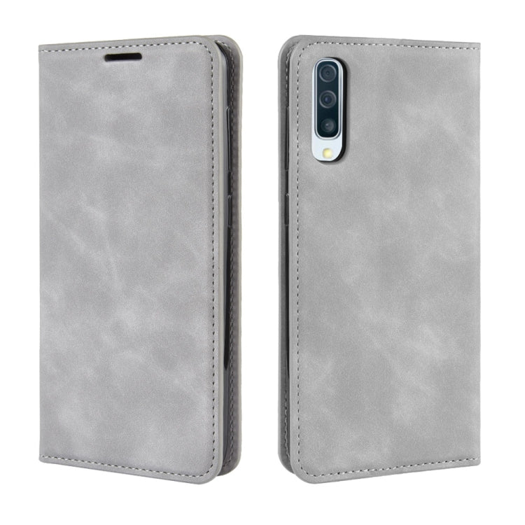 Retro-skin Business Magnetic Suction Leather Case with Purse-Bracket-Chuck For Galaxy A50