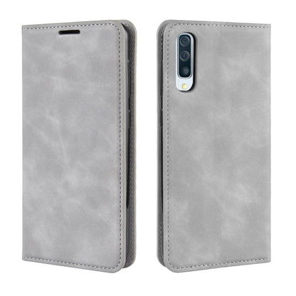 Retro-skin Business Magnetic Suction Leather Case with Purse-Bracket-Chuck For Galaxy A50