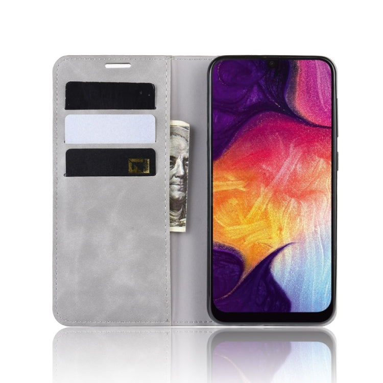 Retro-skin Business Magnetic Suction Leather Case with Purse-Bracket-Chuck For Galaxy A50