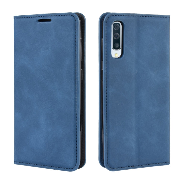 Retro-skin Business Magnetic Suction Leather Case with Purse-Bracket-Chuck For Galaxy A50