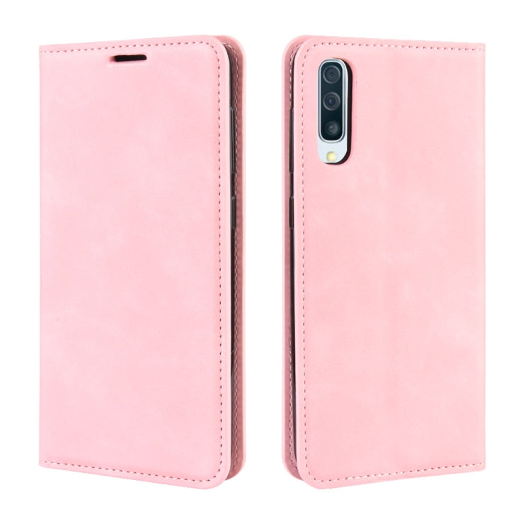 Retro-skin Business Magnetic Suction Leather Case with Purse-Bracket-Chuck For Galaxy A50