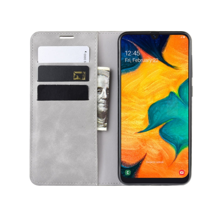 Retro-skin Business Magnetic Suction Leather Case with Purse-Bracket-Chuck For Galaxy A30