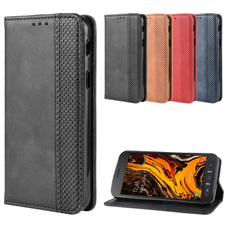 Magnetic Buckle Retro Crazy Horse Texture Horizontal Flip Leather Case for Galaxy Xcover 4s / Xcover 4  , with Holder & Card Slots & Photo Frame
