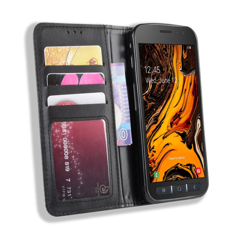 Magnetic Buckle Retro Crazy Horse Texture Horizontal Flip Leather Case for Galaxy Xcover 4s / Xcover 4  , with Holder & Card Slots & Photo Frame