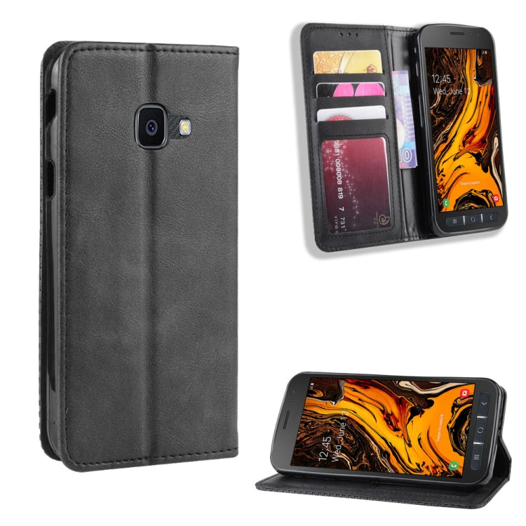 Magnetic Buckle Retro Crazy Horse Texture Horizontal Flip Leather Case for Galaxy Xcover 4s / Xcover 4  , with Holder & Card Slots & Photo Frame