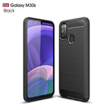 For Galaxy M30S Brushed Texture Carbon Fiber TPU Case