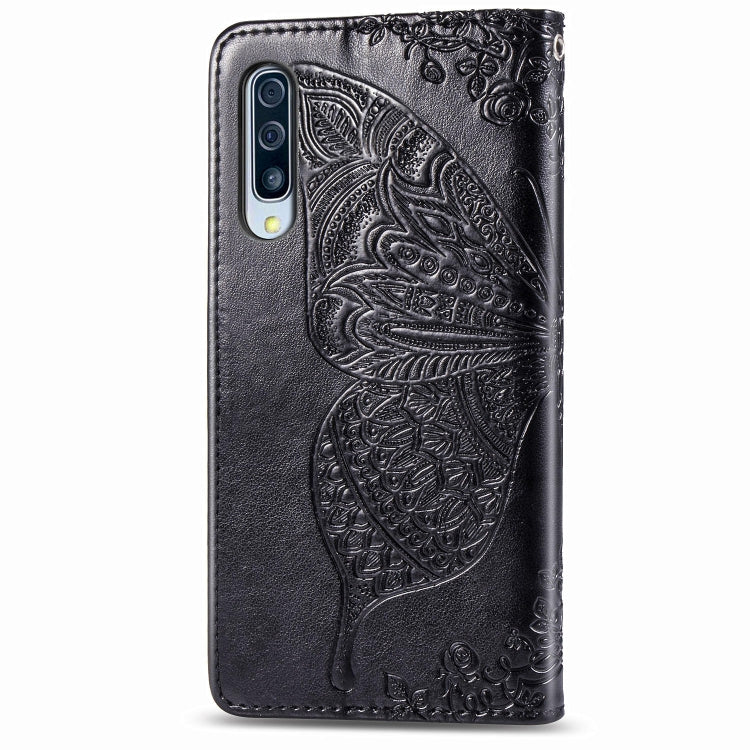 For Galaxy A30S Butterfly Love Flower Embossed Horizontal Flip Leather Case with Bracket / Card Slot / Wallet / Lanyard
