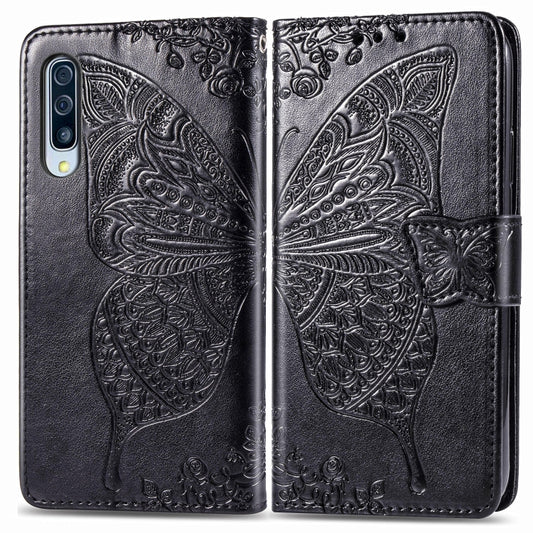 For Galaxy A30S Butterfly Love Flower Embossed Horizontal Flip Leather Case with Bracket / Card Slot / Wallet / Lanyard