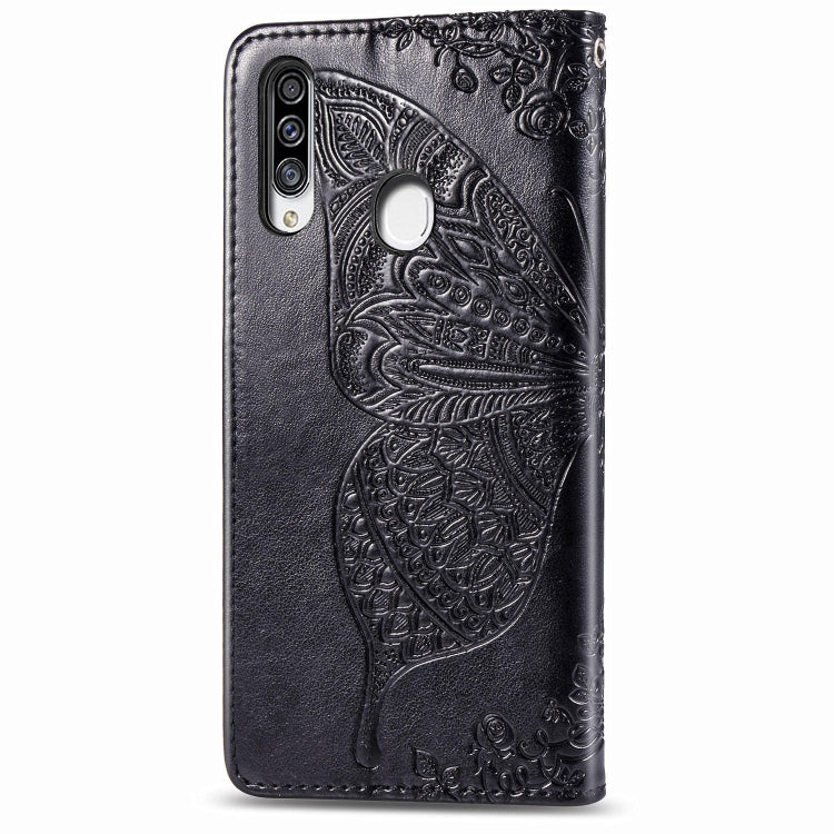 For Galaxy A20S  Butterfly Love Flower Embossed Horizontal Flip Leather Case with Bracket / Card Slot / Wallet / Lanyard
