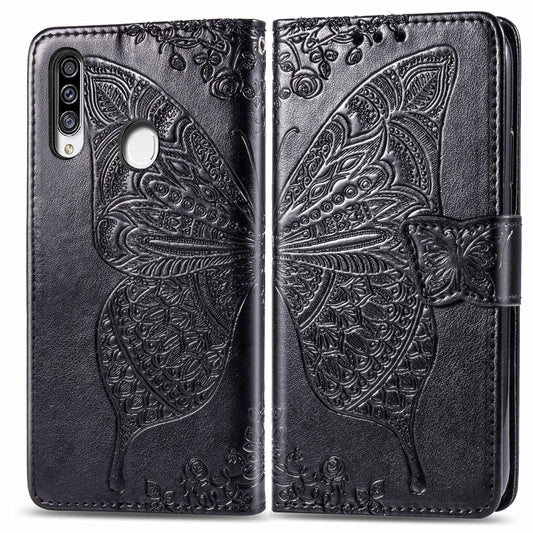 For Galaxy A20S  Butterfly Love Flower Embossed Horizontal Flip Leather Case with Bracket / Card Slot / Wallet / Lanyard