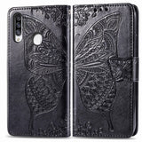 For Galaxy A20S  Butterfly Love Flower Embossed Horizontal Flip Leather Case with Bracket / Card Slot / Wallet / Lanyard