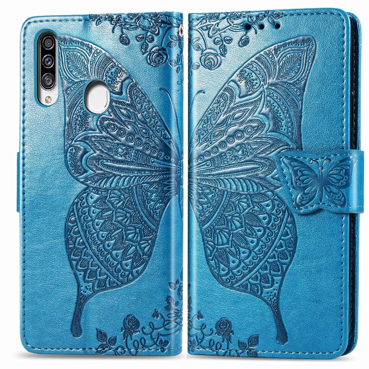 For Galaxy A20S  Butterfly Love Flower Embossed Horizontal Flip Leather Case with Bracket / Card Slot / Wallet / Lanyard