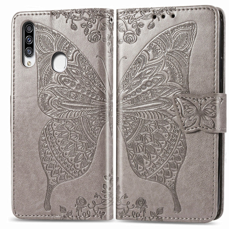 For Galaxy A20S  Butterfly Love Flower Embossed Horizontal Flip Leather Case with Bracket / Card Slot / Wallet / Lanyard