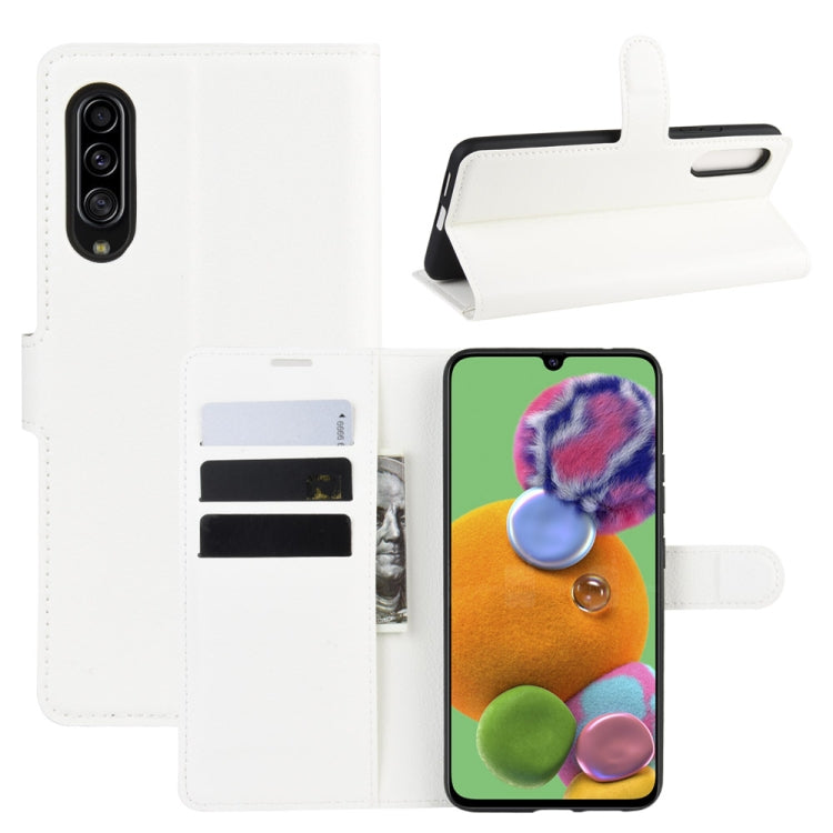 For 三星A90 5G Litchi Texture Horizontal Flip Leather Case with Wallet & Holder & Card Slots