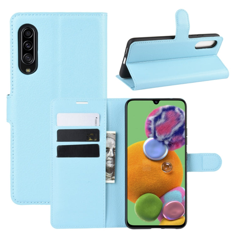 For 三星A90 5G Litchi Texture Horizontal Flip Leather Case with Wallet & Holder & Card Slots