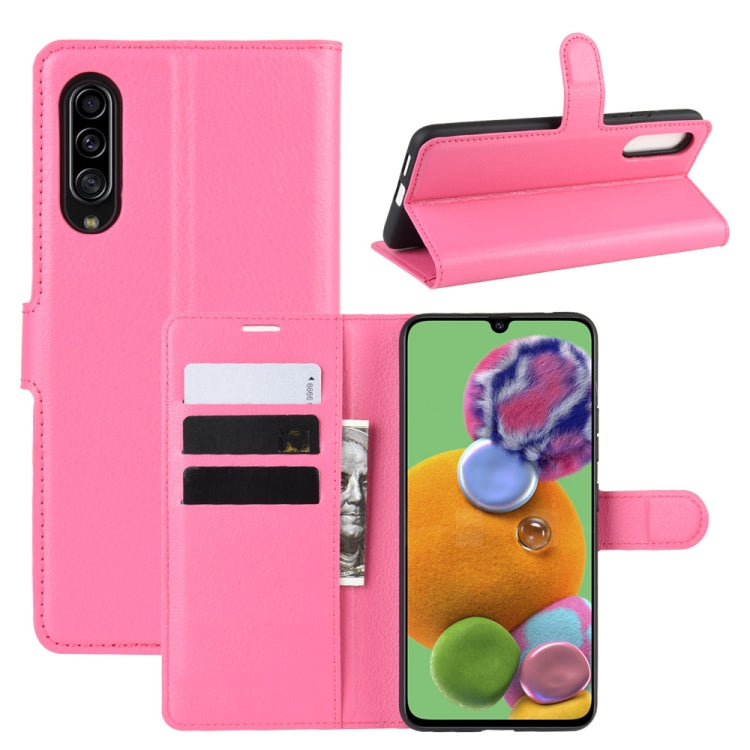 For 三星A90 5G Litchi Texture Horizontal Flip Leather Case with Wallet & Holder & Card Slots