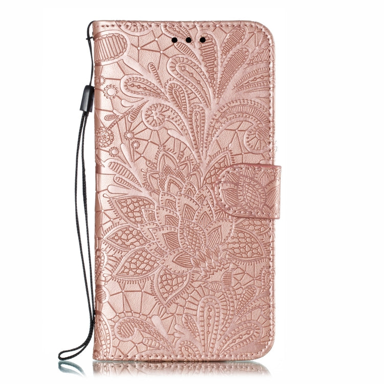 For Galaxy A10S Lace Flower Embossing Pattern Horizontal Flip Leather Case , with Holder & Card Slots & Wallet & Photo Frame & Lanyard