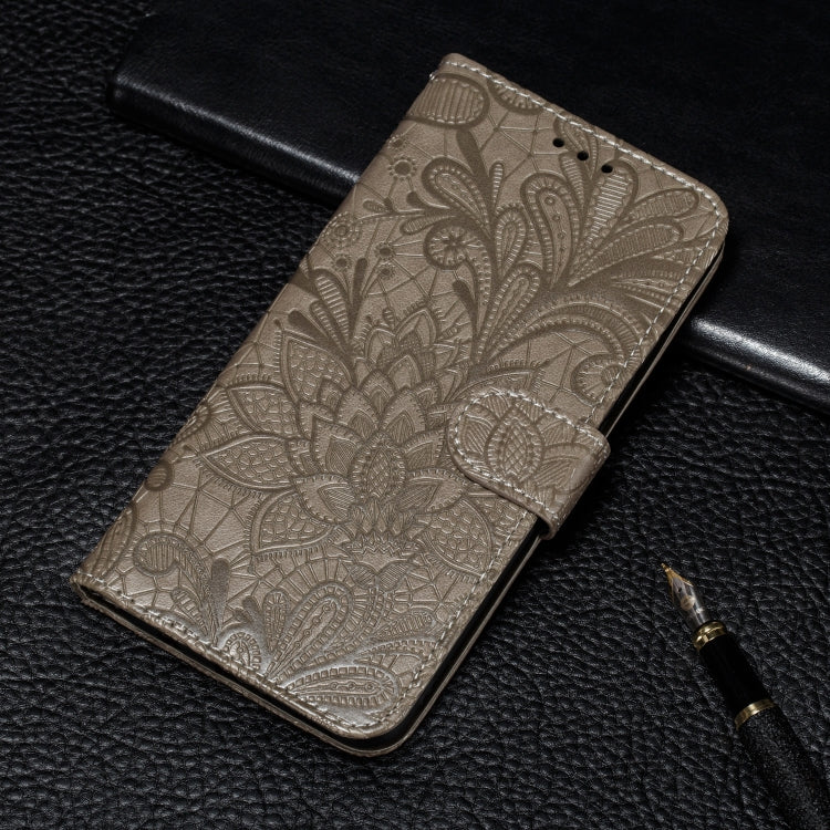 For Galaxy A10S Lace Flower Embossing Pattern Horizontal Flip Leather Case , with Holder & Card Slots & Wallet & Photo Frame & Lanyard