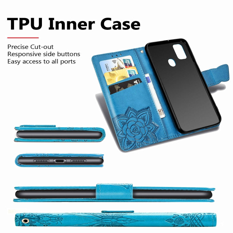 For Galaxy M30s  Butterfly Love Flower Embossed Horizontal Flip Leather Case with Bracket Lanyard Card Slot Wallet