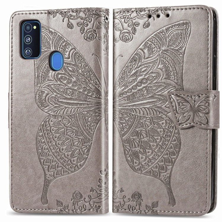For Galaxy M30s  Butterfly Love Flower Embossed Horizontal Flip Leather Case with Bracket Lanyard Card Slot Wallet