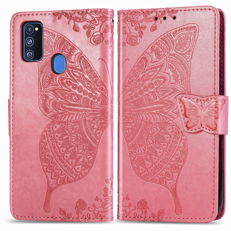 For Galaxy M30s  Butterfly Love Flower Embossed Horizontal Flip Leather Case with Bracket Lanyard Card Slot Wallet