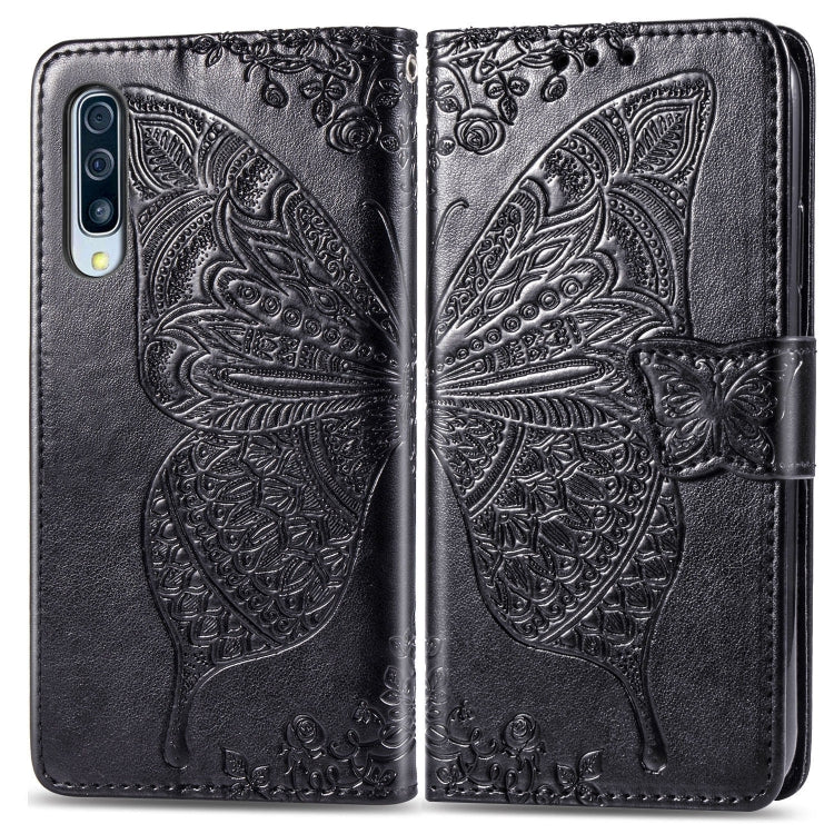 For Galaxy A70s  Butterfly Love Flower Embossed Horizontal Flip Leather Case with Bracket / Card Slot / Wallet / Lanyard