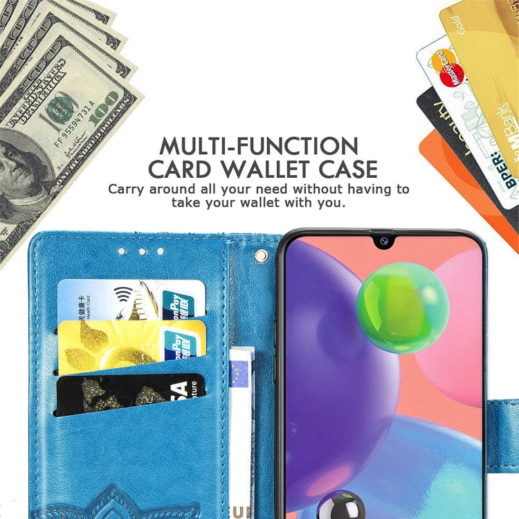 For Galaxy A70s  Butterfly Love Flower Embossed Horizontal Flip Leather Case with Bracket / Card Slot / Wallet / Lanyard