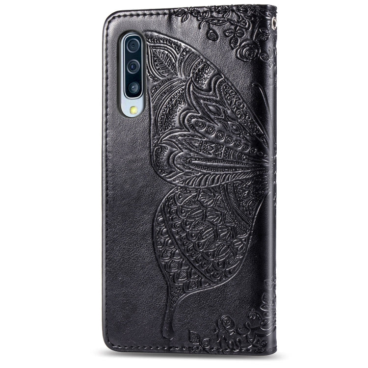 For Galaxy A70s  Butterfly Love Flower Embossed Horizontal Flip Leather Case with Bracket / Card Slot / Wallet / Lanyard