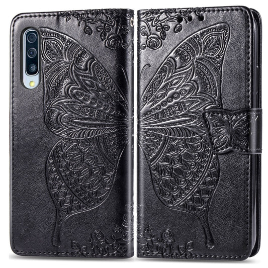For Galaxy A70s  Butterfly Love Flower Embossed Horizontal Flip Leather Case with Bracket / Card Slot / Wallet / Lanyard
