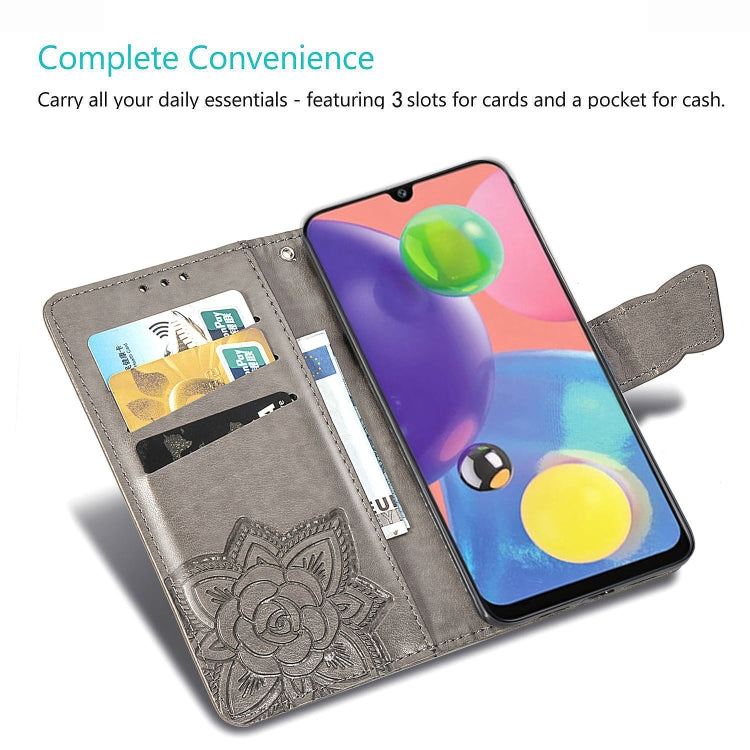 For Galaxy A70s  Butterfly Love Flower Embossed Horizontal Flip Leather Case with Bracket / Card Slot / Wallet / Lanyard