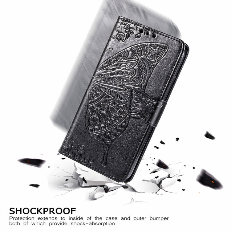 For Galaxy A51 Butterfly Love Flower Embossed Horizontal Flip Leather Case with Bracket / Card Slot / Wallet / Lanyard