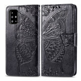 For Galaxy A51 Butterfly Love Flower Embossed Horizontal Flip Leather Case with Bracket / Card Slot / Wallet / Lanyard