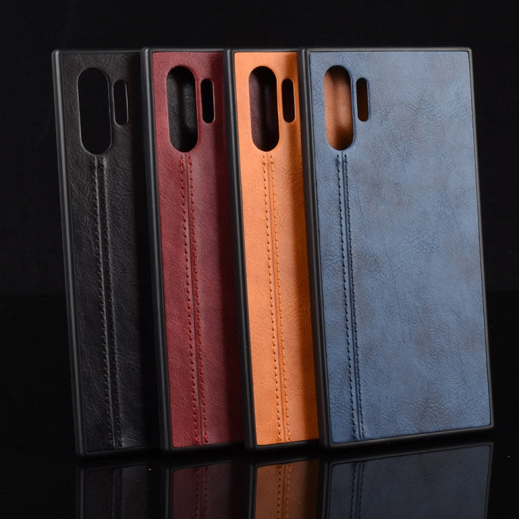 For Samsung Galaxy Note10+/Note10 Plus Shockproof Sewing Cow Pattern Skin PC + PU + TPU Case